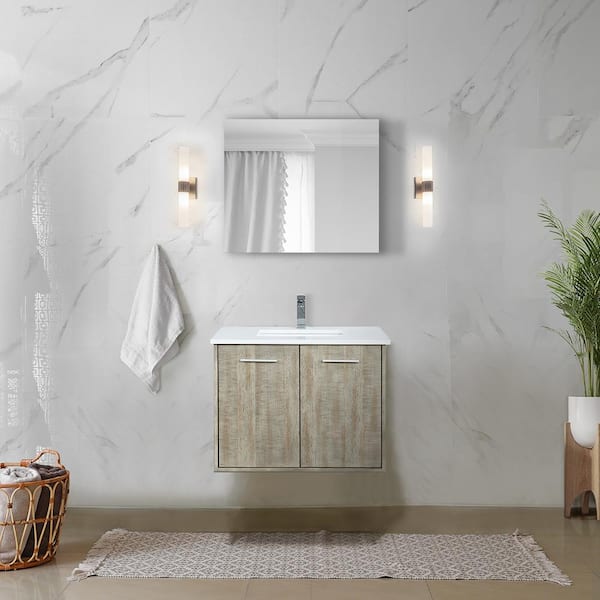Lexora Fairbanks 30 in W x 20 in D Rustic Acacia Bath Vanity, White Quartz Top and Chrome Faucet Set