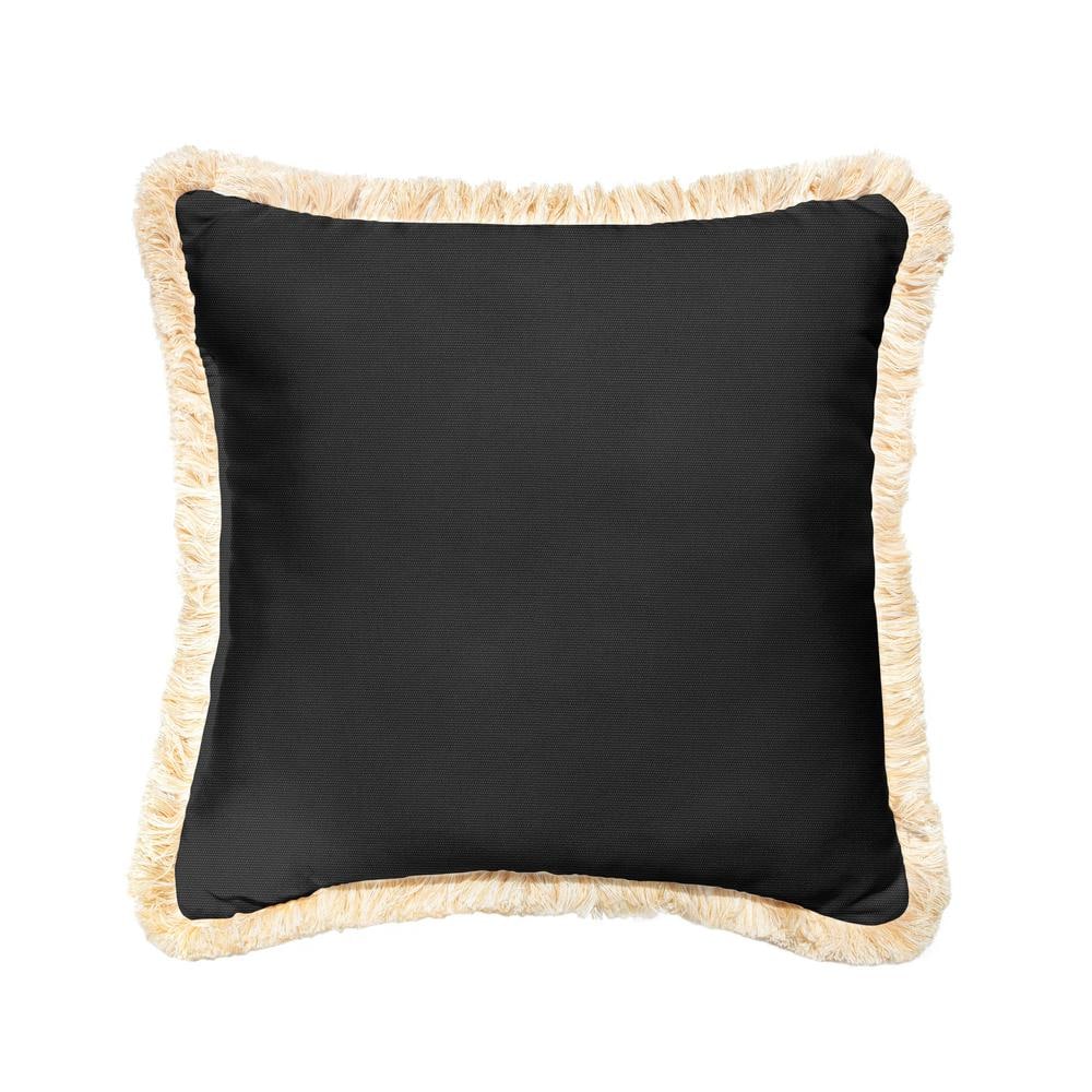 Sunbrella Canvas Black Outdoor Fringe Throw Pillows