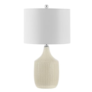 Secia 25 in. Cream Table Lamp with White Shade