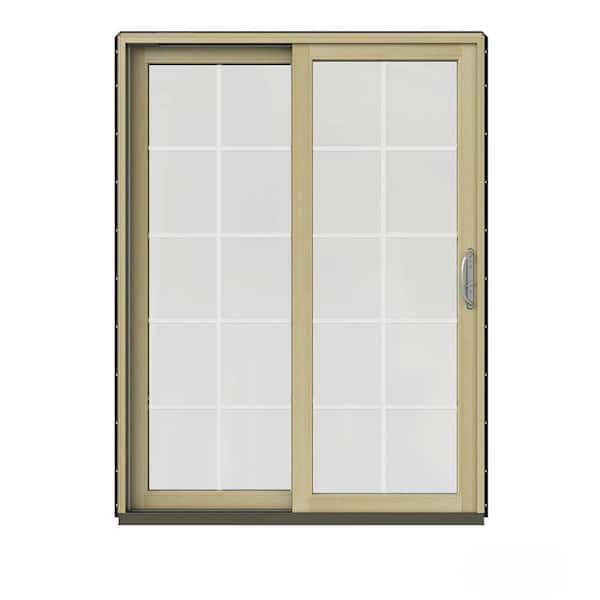 JELD-WEN 60 in. x 80 in. W-2500 Contemporary Black Clad Wood Left-Hand 10 Lite Sliding Patio Door w/Unfinished Interior