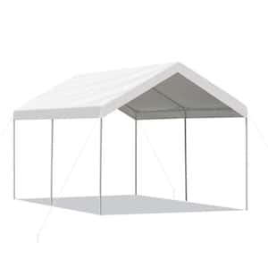 10 ft. W x 20 ft. D Portable Vehicle Carport with White Canopy Roof
