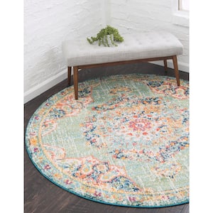 Penrose Alexis Green 6 ft. x 6 ft. Round Rug