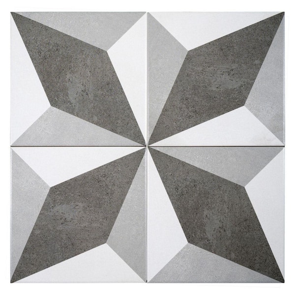 Luv Tender Grey 8 in. Encaustic Patterned Matte Porcelain Wall and Floor Tile (8.17 sq. ft./Case)