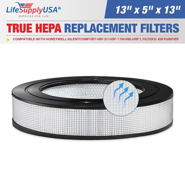 LifeSupplyUSA True HEPA Filter Replacement Compatible with Honeywell Silent comfort HRF-D1 HRF-11N HWLHRF1, Filter D Air Purifier