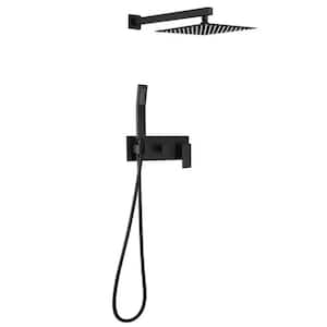 1-spray Wall Mounted 10 in. Fixed Shower Head and Handheld Shower Head 1.5 GPM in Matte Black