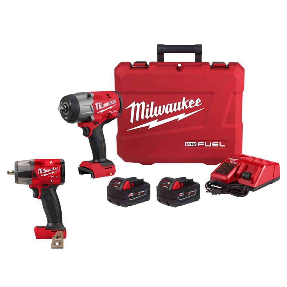Milwaukee M18 FUEL 18V Lithium-Ion Brushless Cordless High-Torque 1/2 in. Impact Wrench Kit with FR & 3/8 in. Impact Wrench -  2967-22-2960-20