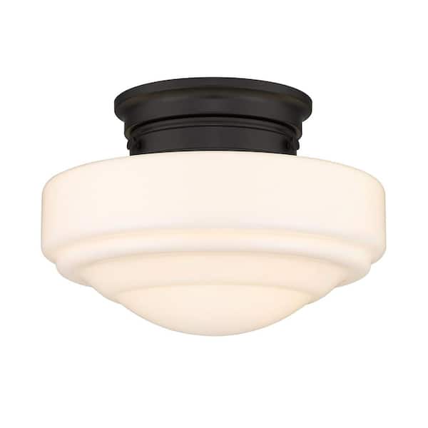 Golden Lighting Ingalls 12 in. 1-Light Matte Black Semi-Flush Mount