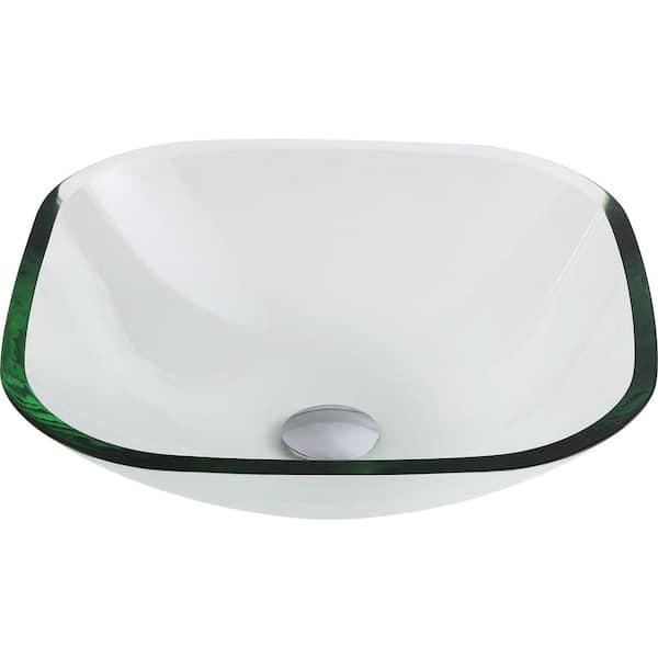 Story Series 17 in. Bathroom Vessel Sink with Scratch-Tough and Stain-Resistant Non-Porous Surface in Clear Glass