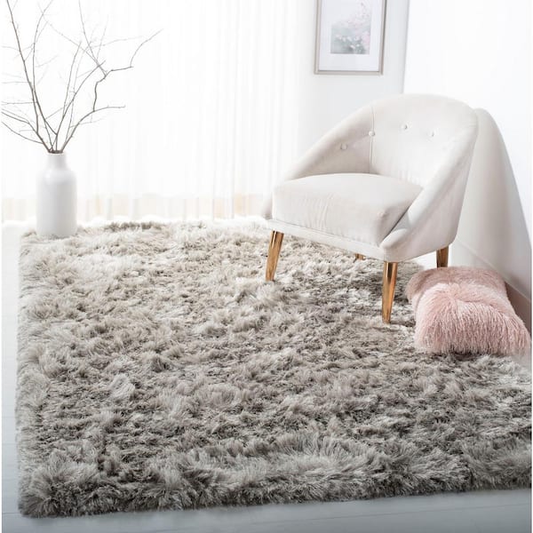 Ocean Shag Light Gray 9 ft. x 12 ft. Solid Area Rug