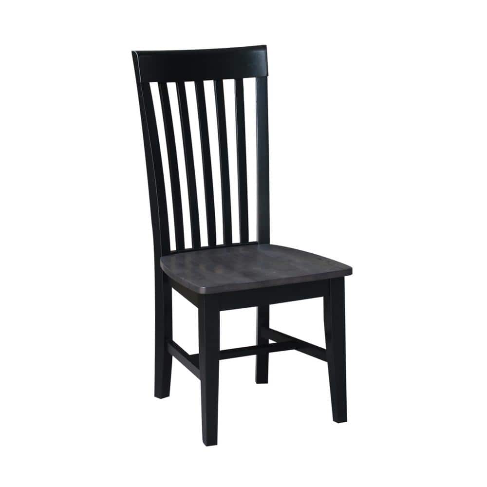 Cosmo High Slat-Back Solid Wood Side Chair in Coal Black
