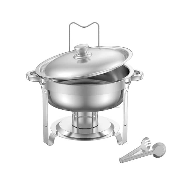 SVOPES Chafing Dish Buffet Set, 5 qt. 2-Pack, Silver, Stainless Steel Chafing Dishes and Accessories, Round Catering Warmer