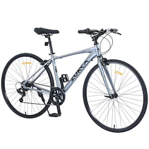 28 in. Bike with 7 Speed Hybrid and Aluminum Alloy Frame C-Brake 700C for Men and Women's in Grey