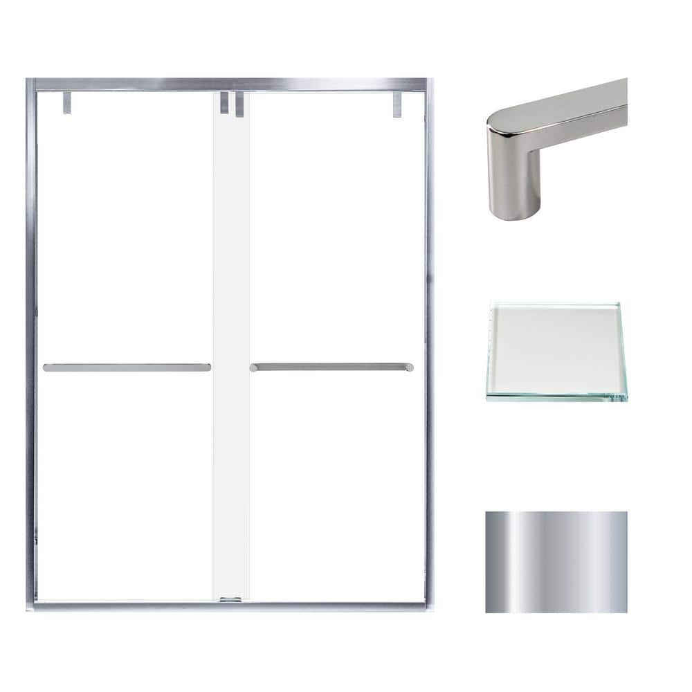 Eden 60 in. W x 80 in. H Sliding Semi-Frameless Shower Door in Polished Chrome with Low Iron Glass price history on PriceWatchPro