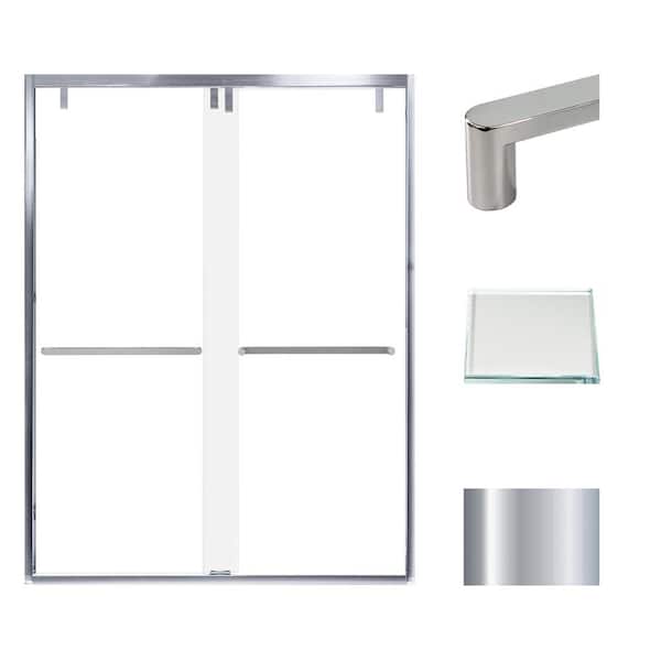 Transolid Eden 60 in. W x 80 in. H Sliding Semi-Frameless Shower Door in Polished Chrome with Low Iron Glass