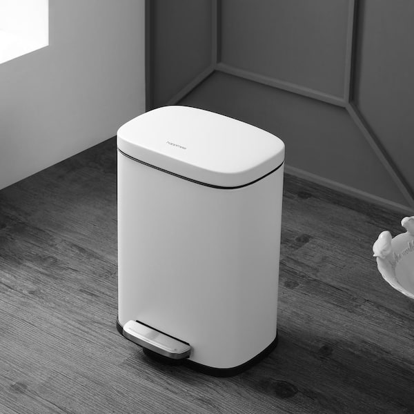 Happimess Connor Rectangular 13-gallon Trash Can With Soft-close Lid And  Free Mini Trash Can, White : Target