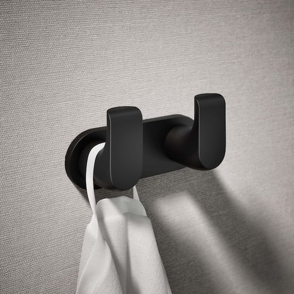 Avid Double Robe Hook in Matte Black