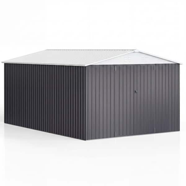 10 ft. W x 14 ft. D Outdoor Metal Shed Storage with Floor, updated Frame Structure and Lockable Doors(140 sq. ft）