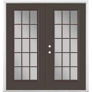 72 in. x 80 in. Willow Wood Steel Prehung Right-Hand Inswing 15-Lite Clear Glass Patio Door with Brickmold