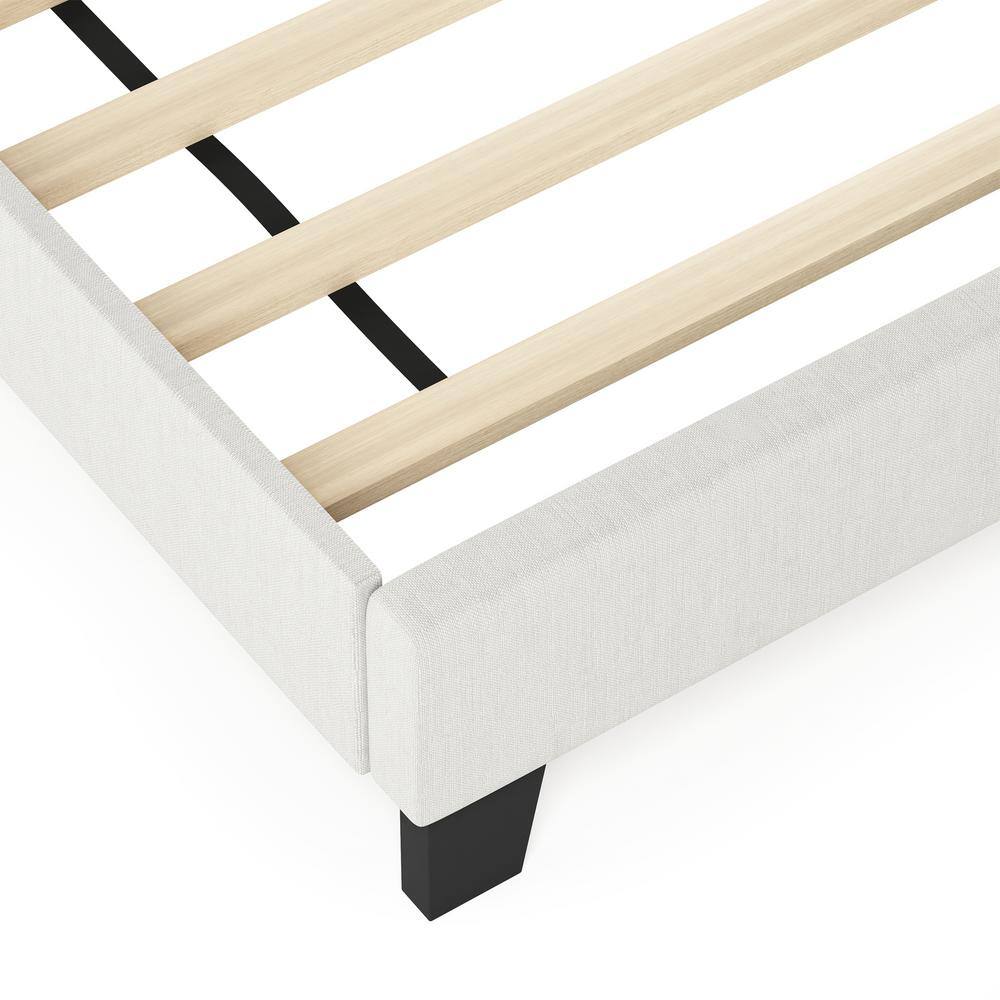 King Size Gray Upholstered Wood Bed Frame with Tufted Headboard