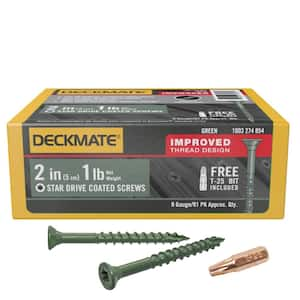 #8 x 2 in. Green Exterior Self-Starting Star Flat-Head Wood Deck Screws 1 lbs. box (91 pcs)