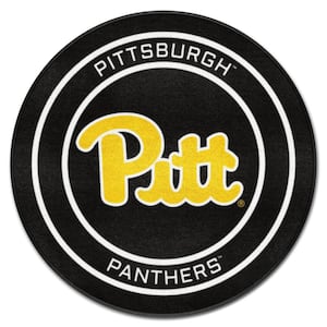 Pitt Black 2 ft. Round Hockey Puck Accent Rug