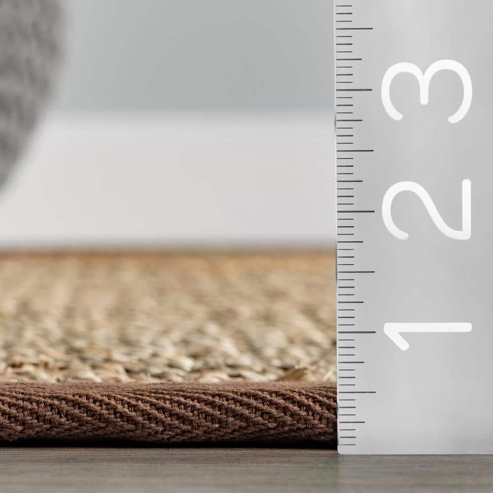 Elijah Brown Seagrass Round Area Rug with Border