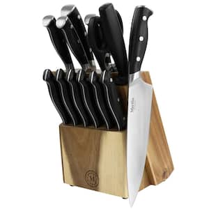 Stainless Steel 14-Piece Cutlery and Knife Block Set in Black
