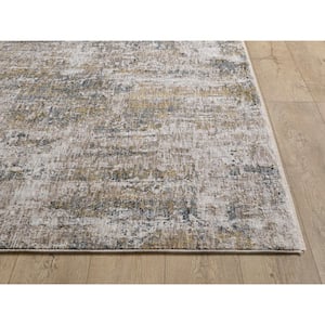 Ivy Ivory 8 ft. Round Distressed Contemporary Area Rug
