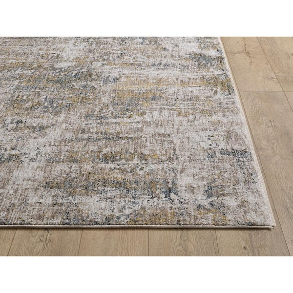 Ivy Ivory 8 ft. Round Distressed Contemporary Area Rug
