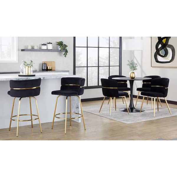 Lumisource Cinch Claire 25.75 in. Black Velvet and Gold