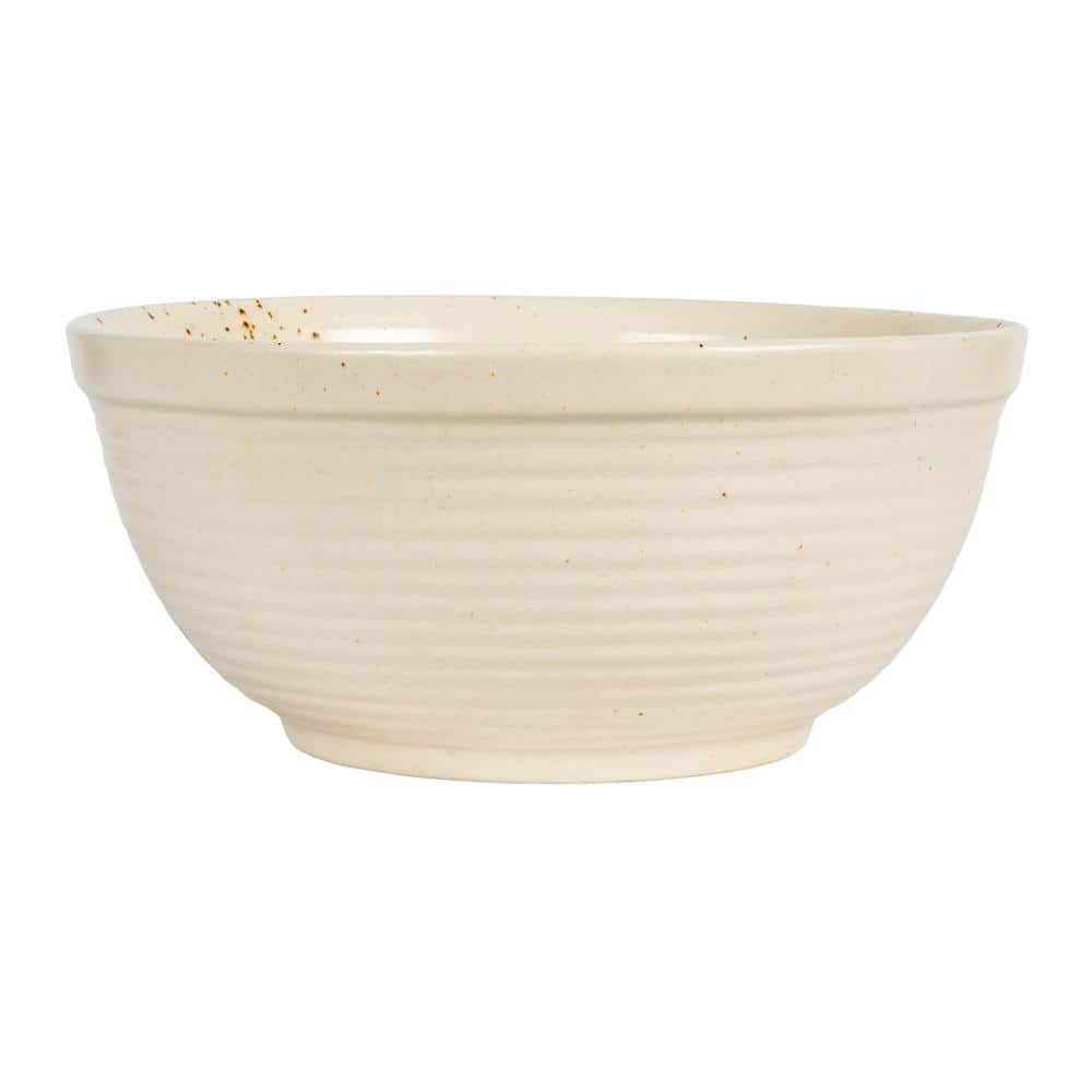 Speckled White Ceramic Farmhouse Serving Bowl