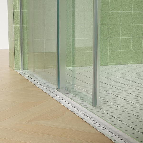 Staykiwi 60 in. W x 70.68 in. H Sliding Frameless Shower Door in Nickel Finish with Clear Glass