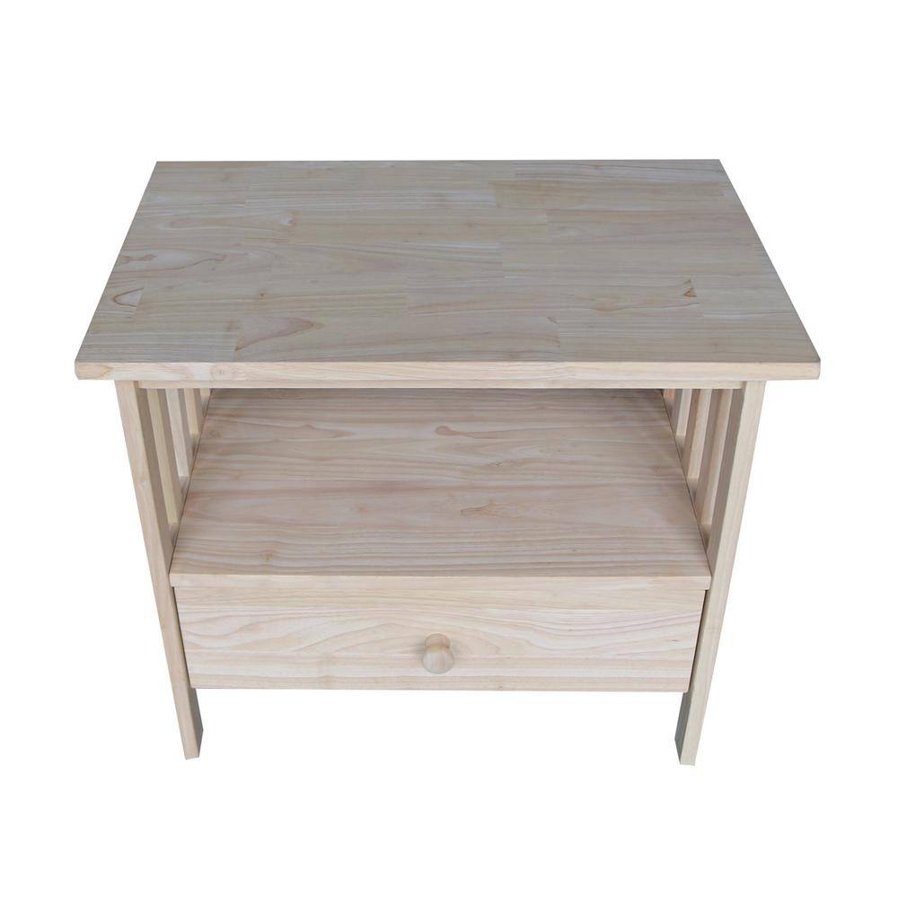 Unfinished Solid Parawood Mission TV Stand with Drawer