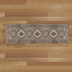 Nevermove Mia Barnwood 2 ft. x 2.8 ft. Machine-Washable Polyester Designer Accent Area Rug with GellyGrippers