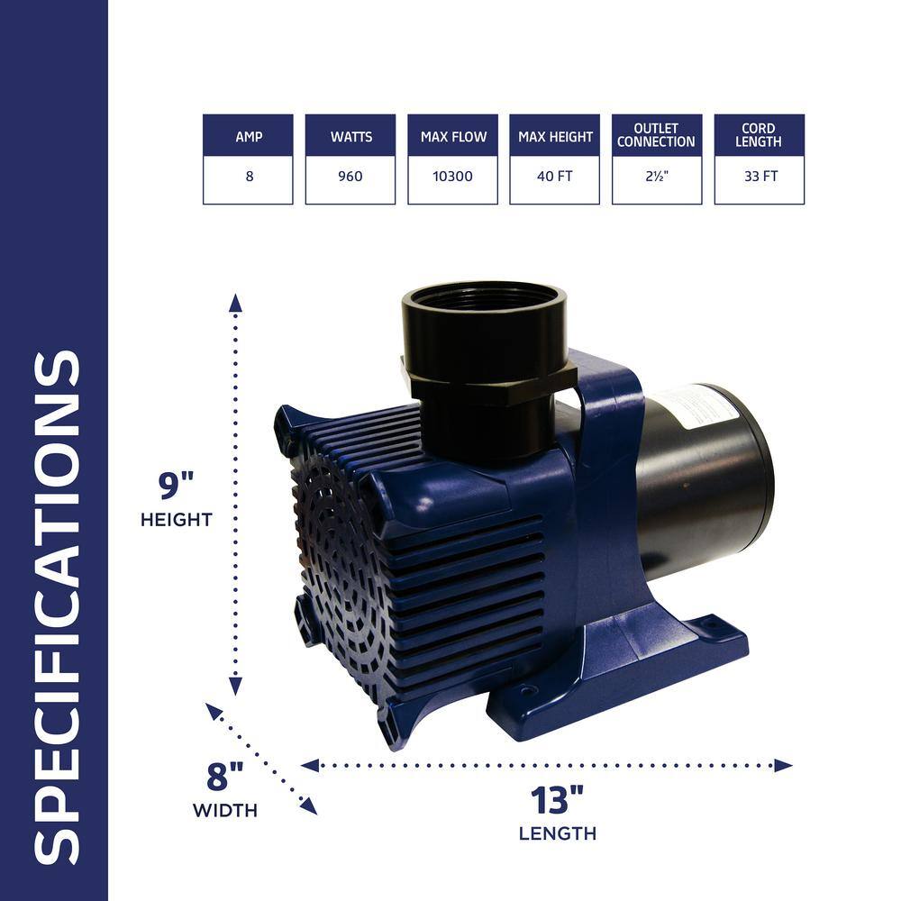 Alpine Cyclone 10300 GPH Submersible Electric Pond Pump