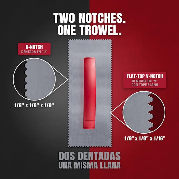 Dual-Notch 11 in. x 4-1/2 in. Steel Blade Residential and Commercial Carpet Notched Flooring Trowel