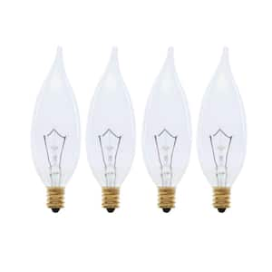 40-Watt B10 E12 Clear Flame Tip Double Life Incandescent Light Bulb, Soft White 2700K (4-Pack)