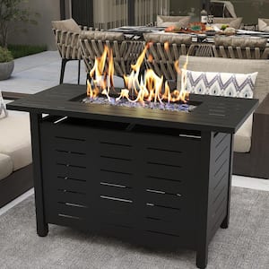 40 in. Outdoor Metal Rectangular Propane Gas Fire Pit Table with Cover