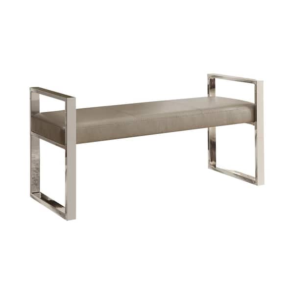 Coaster Home Furnishings Champagne and Chrome Bench with Sled Base 23.5in x 48in x 18in