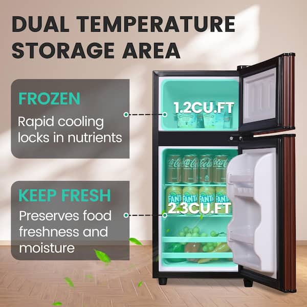 16 in. 3.5 cu. ft. Retro Mini Refrigerator in Black with Compact-in Fridge  freezer and 7 Level Thermostat HJX-14.1 - The Home Depot