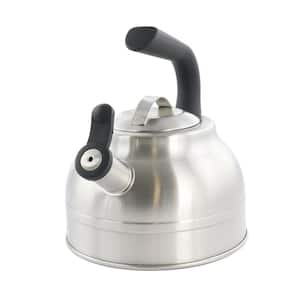 9.2-Cups Stainless Steel Whistling Tea Kettle in Silver
