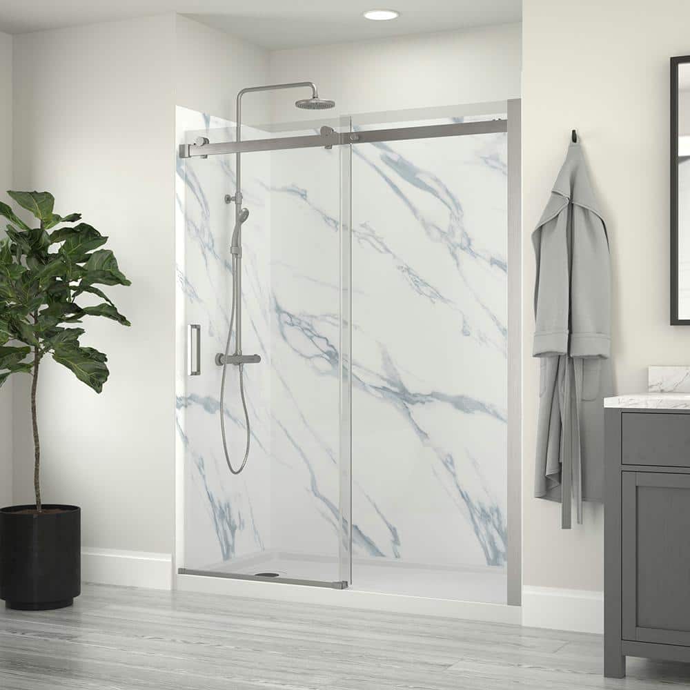Carrara White Marble 60'' x 32'' x 78'' 5-Piece Shower Wall Kit