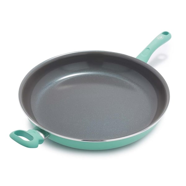 GreenLife Soft Grip Diamond 13 in. Healthy Ceramic Nonstick Aluminum  Turquoise Frying Pan with Helper Handle CC005217-001 - The Home Depot
