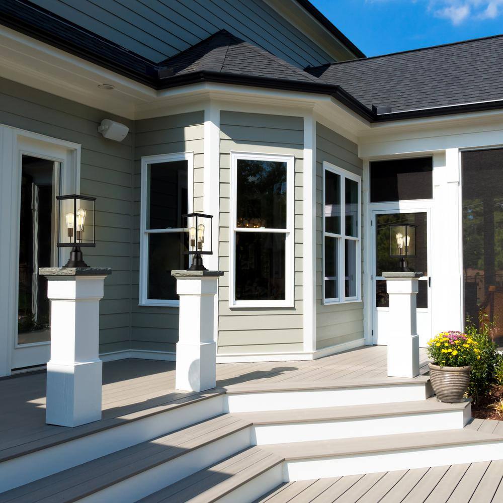 Mayfield Black Aluminum Outdoor Post Light with Clear Glass Panels