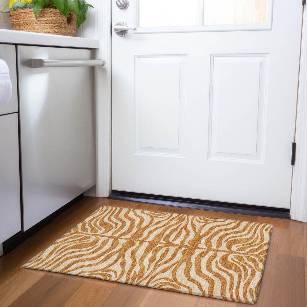 Mayfield Premium Machine Washable Abstract AMF1042 Paprika 2 ft. x 3 ft. Area Rug price history on PriceWatchPro