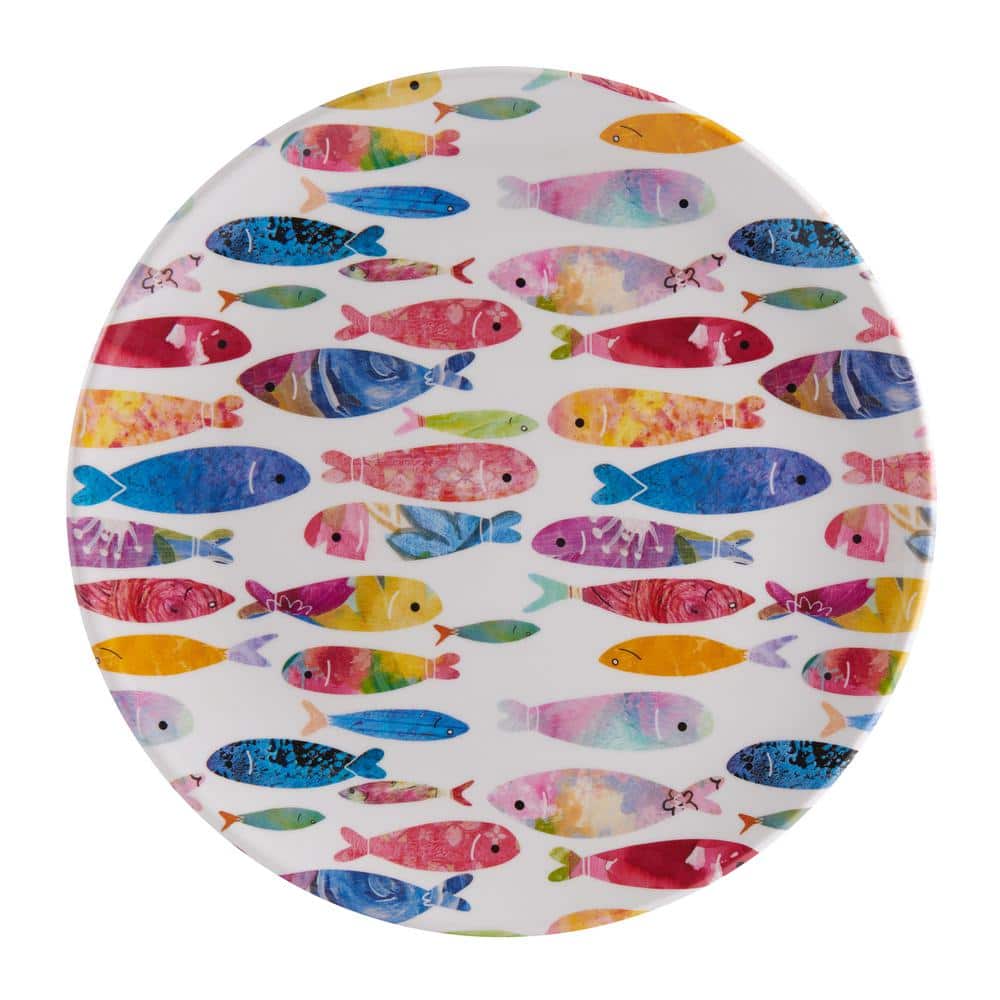 Colorful Fish Melamine 12-Piece Dinnerware Set, Service for 4