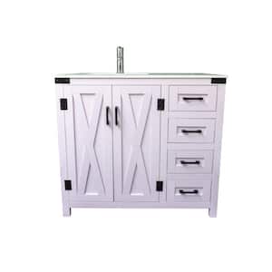 36 In. W x 21.5 In. D x 33.5 In. H Single Sink Freestanding Bathroom Vanity in White Lilac with Cultured Marble Top