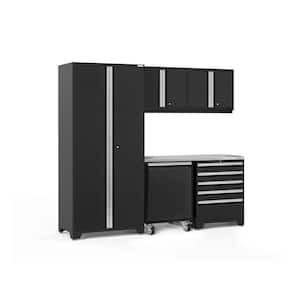 Pro Series 92 in. W x 84.75 in. H x 24 in. D 18-Gauge Steel Garage Cabinet Set in Black (6-Piece)