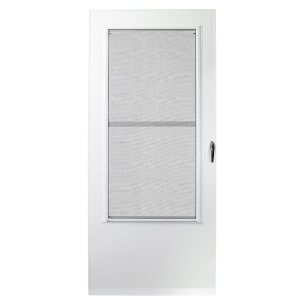 EMCO 200-Series 32 in. x 80 in. White Universal Triple-Track Storm Door with Black Hardware