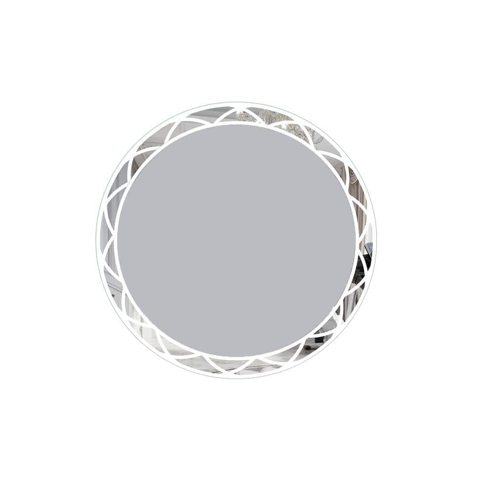 White 30 in. W x 30 in. Modern Round Wall Mirror, Bathroom Vanity Mirror